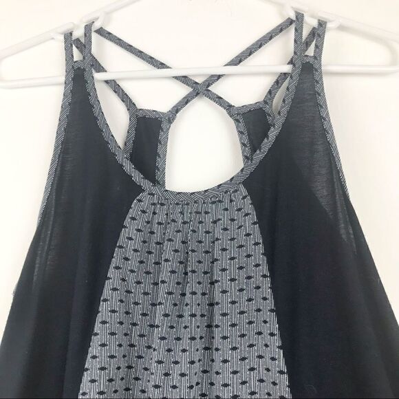 Cabi Navy Blue Pattern Crisscross Tank Blouse #5202 - Picture 4 of 12